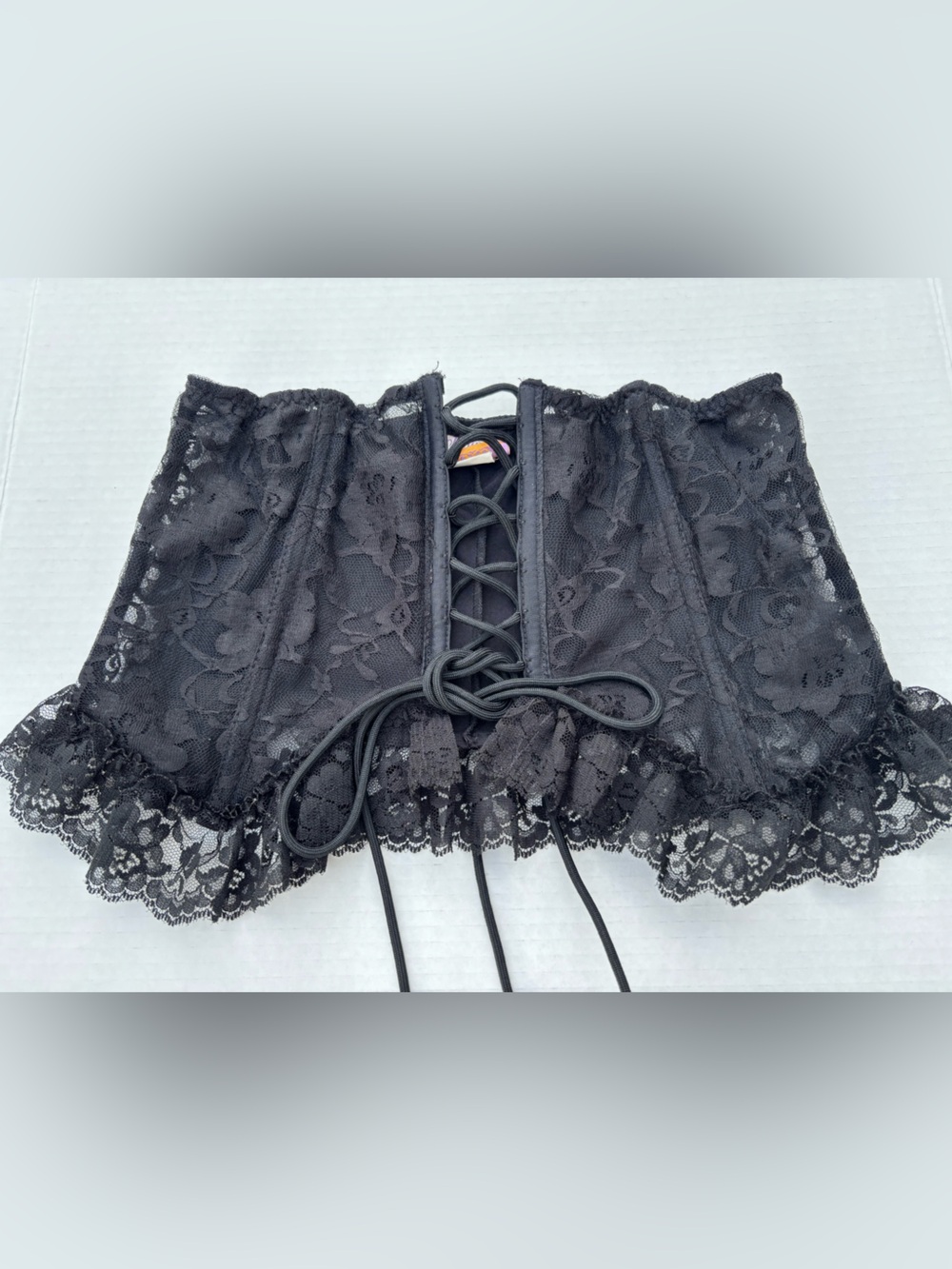 Vintage Intimate Attitudes Black Lace Up Corset Bustier Top